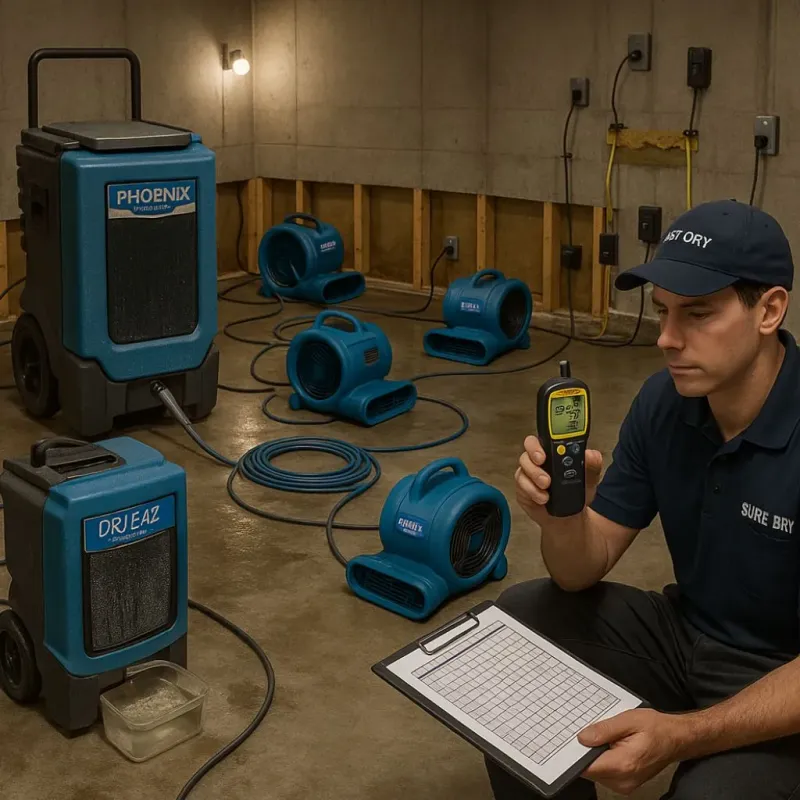 Structural Drying and Dehumidification process in Foothill Ranch, CA